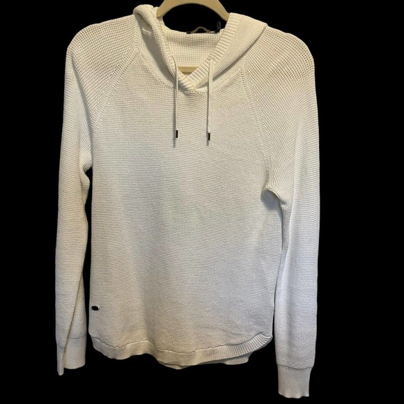 Ralph Lauren Sweaters - Ralph Lauren Sport White Knit Cotton V Neck Pullover Sweater with Hood Medium
